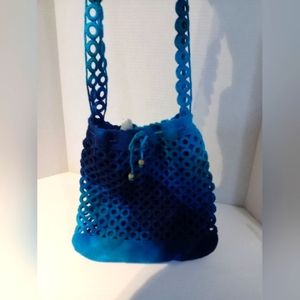 Dharma Trading Co. Blue Tye dye Crocheted‎ Bag